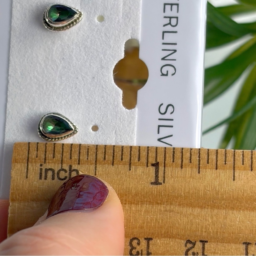 Mystic Topaz Earrings Pure Sterling Silver 925 Green Purple Gemstone Stud Post - Picture 11 of 12